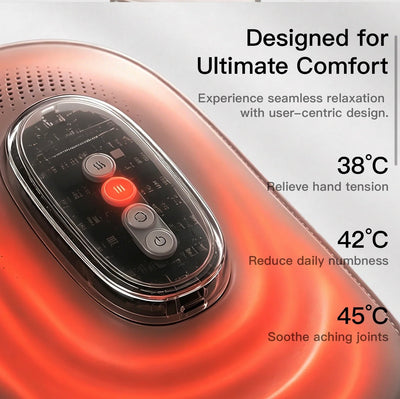 Warmhand air compression massager wrapping fingers, palm and wrist