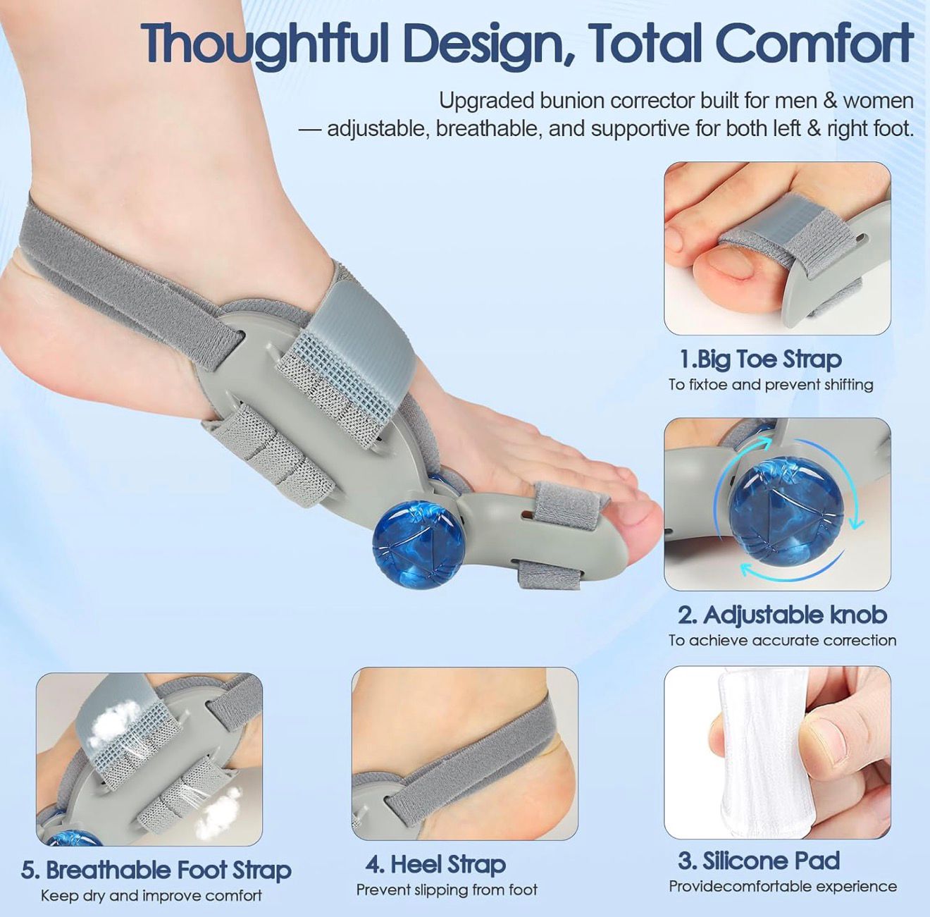Adjustable Bunion Corrector – Comfortable Hallux Valgus Support
