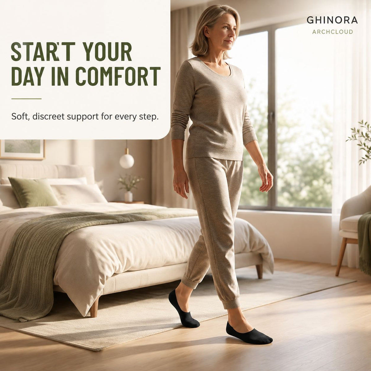 SoftStep relief socks shown from the sole, cushioned heel and forefoot zones