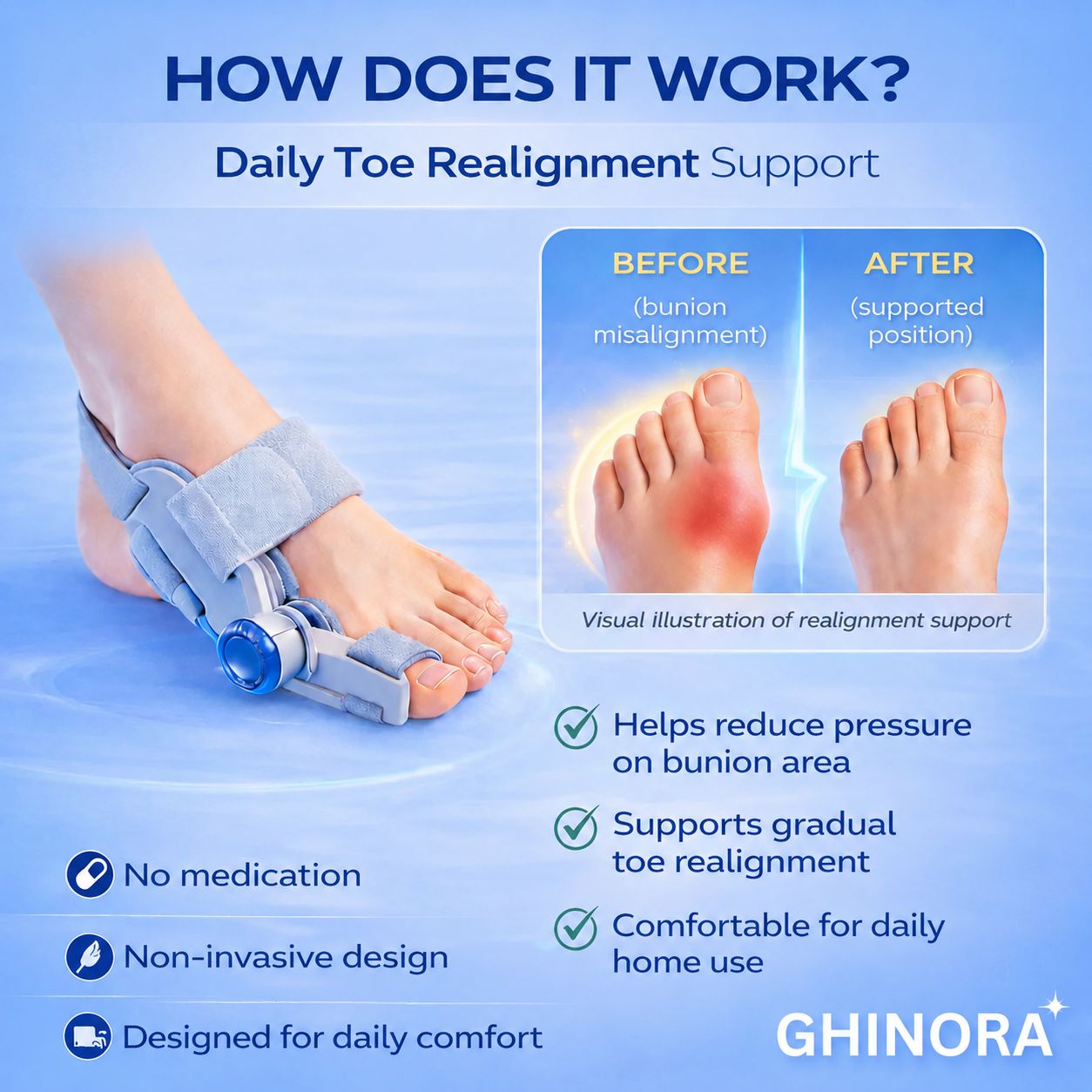 Adjustable Bunion Corrector – Comfortable Hallux Valgus Support
